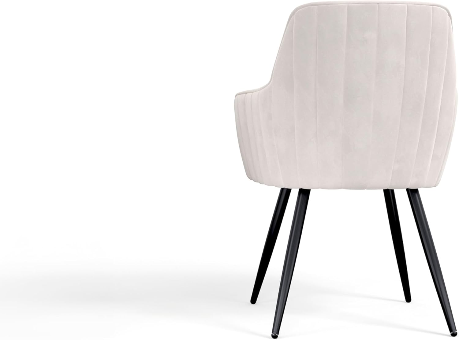 Back. TinyHomie - Beige Mid Century Upholstered Accent Chair Channel Tufted Back Set of 2 - white.