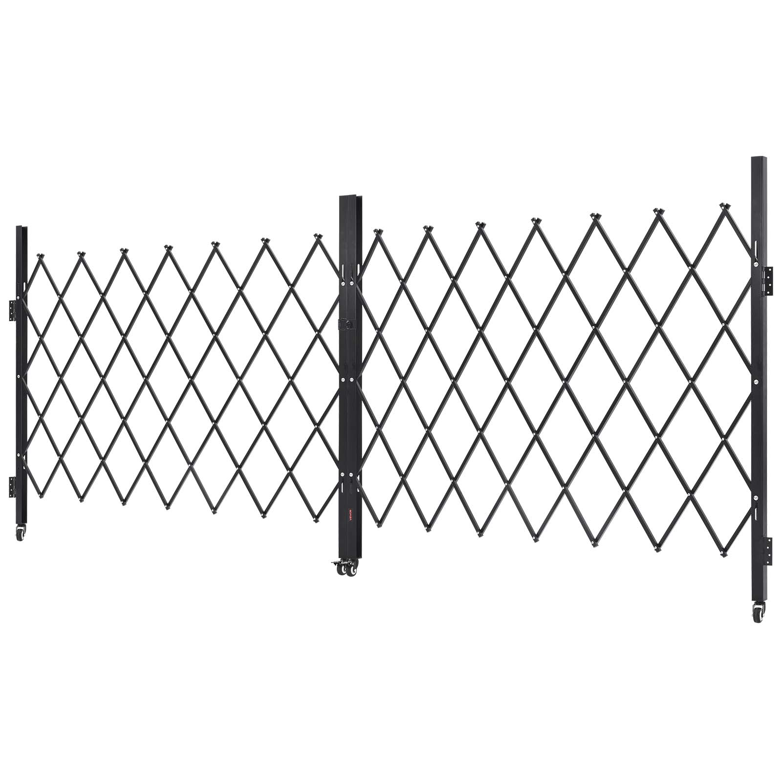 Alt View 5. VEVOR - Double Folding Security Gate, Lockable Scissor Gate with 360° Swivel Casters, Outdoor Barricade Steel Retractable Gates - Black.