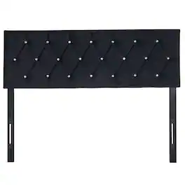 Vecelo - Adjustable Velvet King Headboard with Diamond Tufting, Upholstered Modern Headboard for King Size Bed, Metal Legs - Black