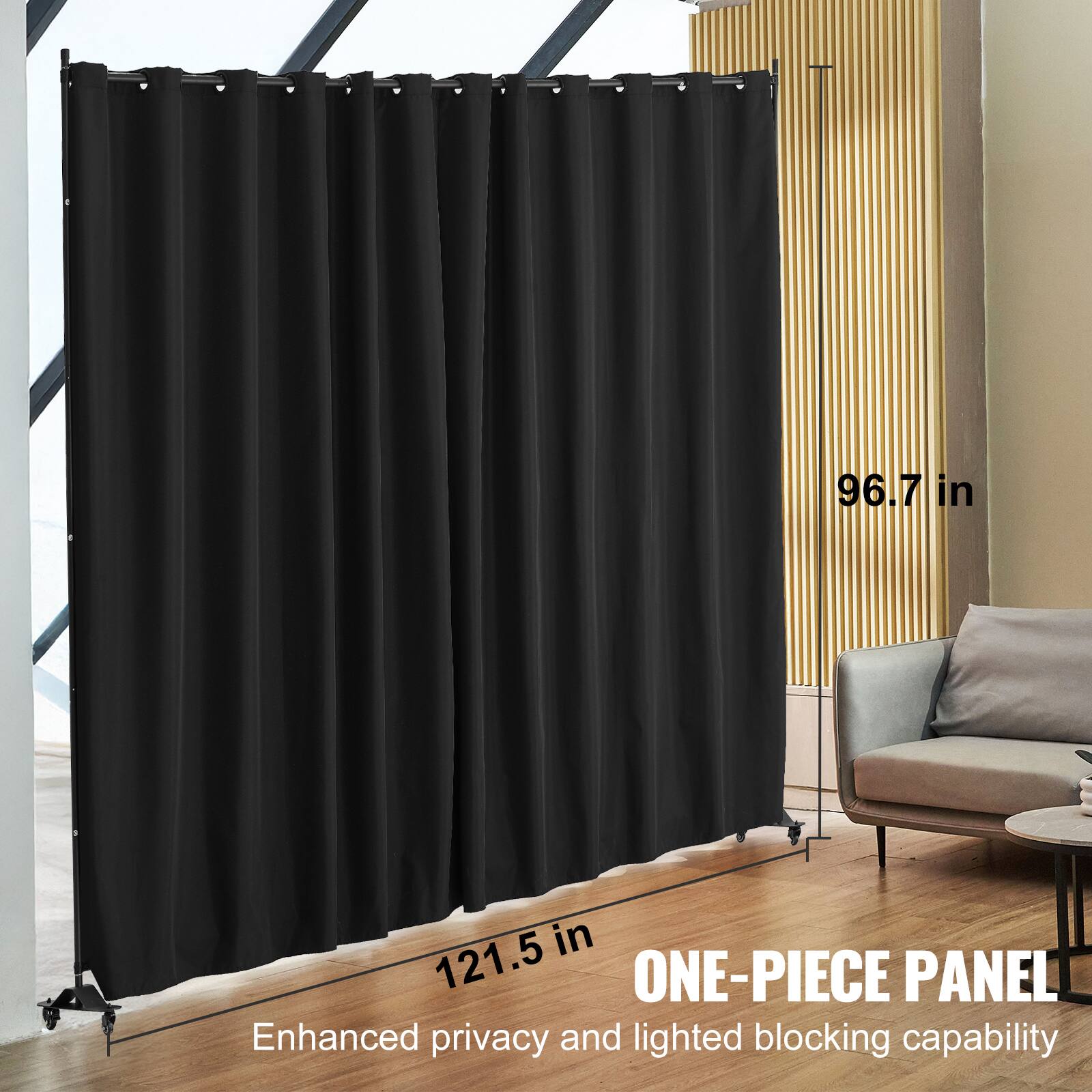 ONE-PIECE PANEL 96.7 in 121.5 in Enhanced privacy and lighted blocking capability