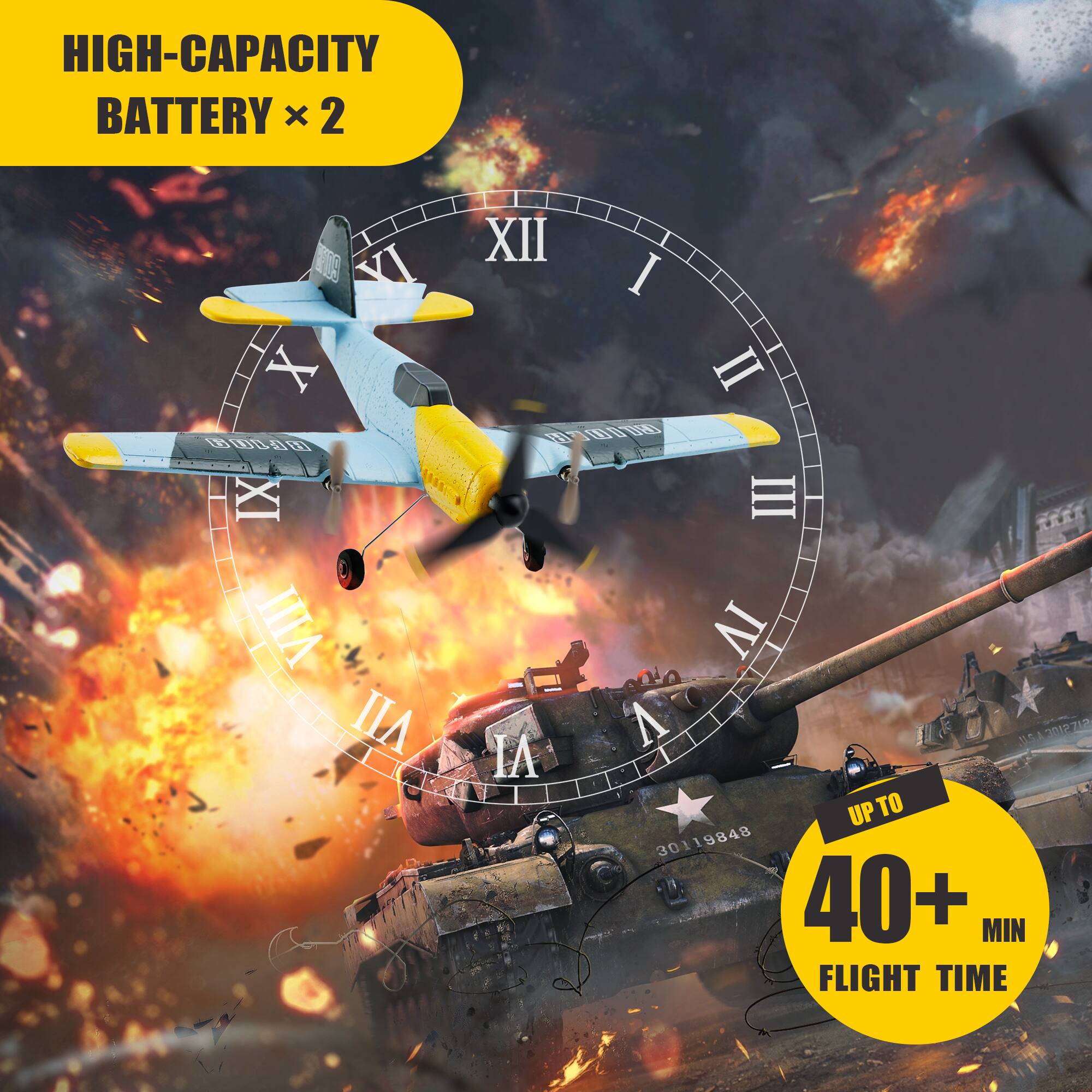 HIGH-CAPACITY BATTERY x 2

UP TO 40+ MIN FLIGHT TIME