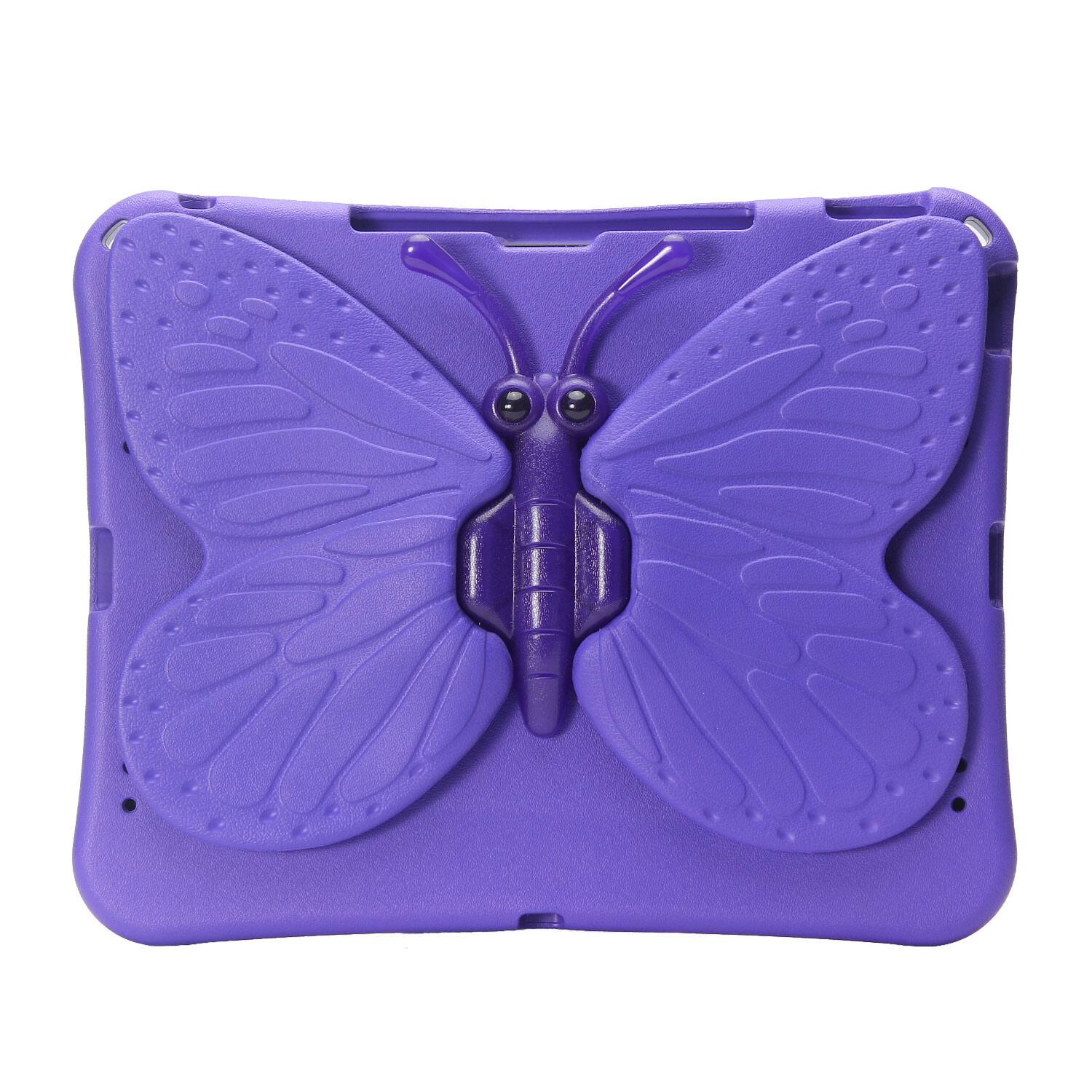 Back. Dteck - Kids Butterfly Case for Apple iPad Air (M4) 13" 2026-24 & iPad Pro 13/12.9",Rugged 3D Cartoon EVA Shockproof Stand Cover - Purple.