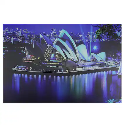 Front. Northlight - LED Lighted Famous Sydney Opera House Australia Canvas Wall Art - 15.75" x 23.5" - Blue.
