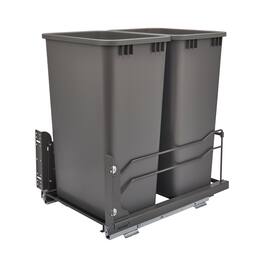 Rev-A-Shelf - Double Pullout Trash Can 50 qt. with Soft-close, 53WC-2150SCDM-213 - Orion Gray