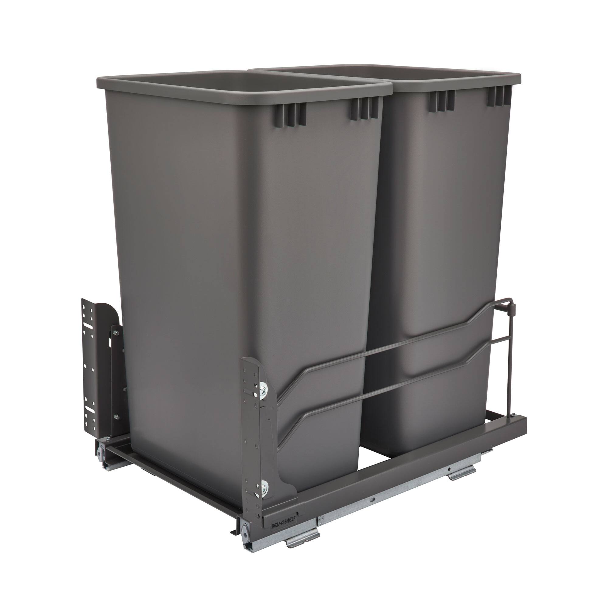 Rev-A-Shelf - Double Pullout Trash Can 50 qt. with Soft-close, 53WC-2150SCDM-213 - Orion Gray
