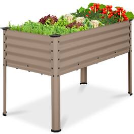 Best Choice Products - 48x24x30in Elevated Galvanized Metal Garden Bed w/ Corner Protectors - Taupe