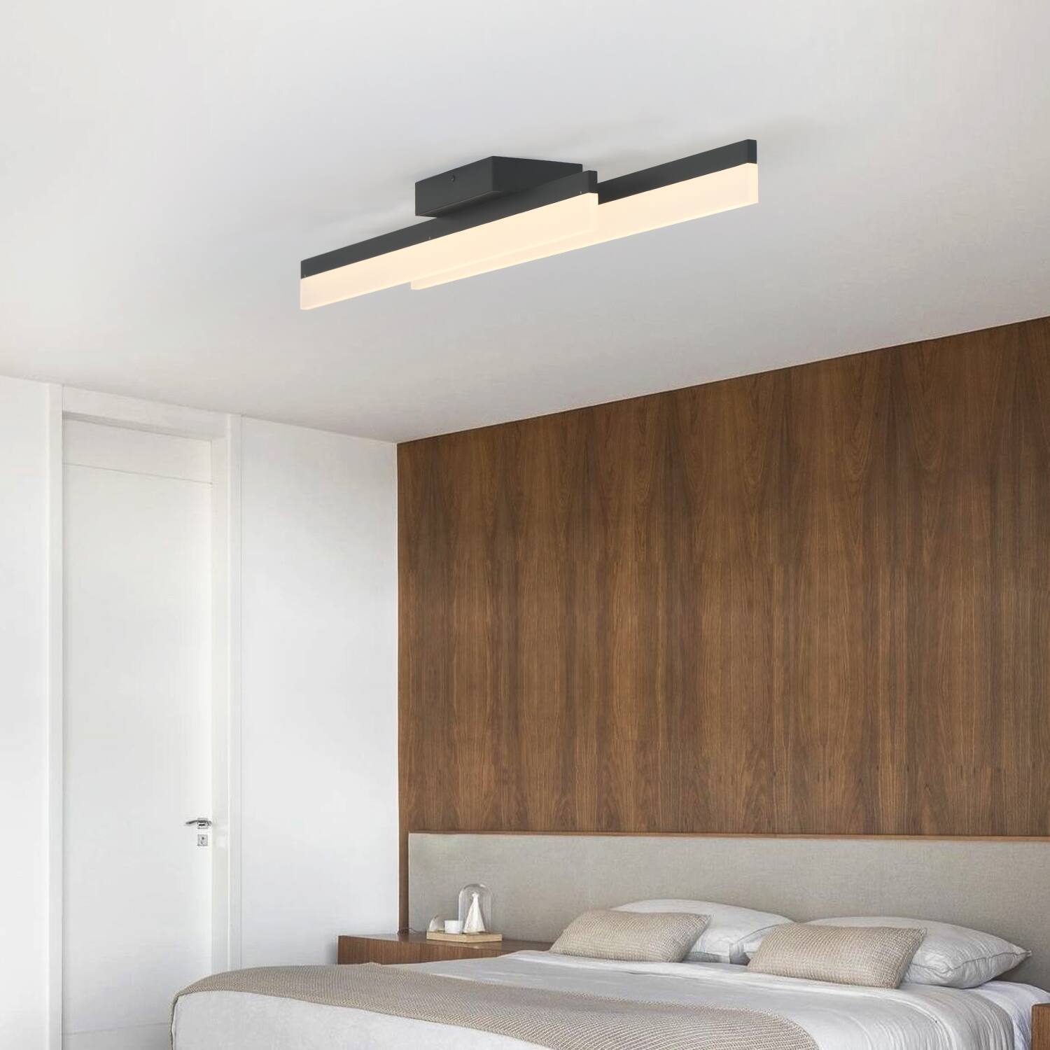 Back. Umeiluce - Modern Hardwired LED Flush Mount Light Warm Light Switch Dimmable - Matte Black.