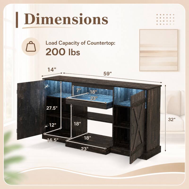 Dimensions  
Load Capacity of Countertop: 200 lbs  
14"  
59"  
7"  
18"  
23"  
27.5"  
12"  
18"  
32"  
16.5"  
18"  
23"