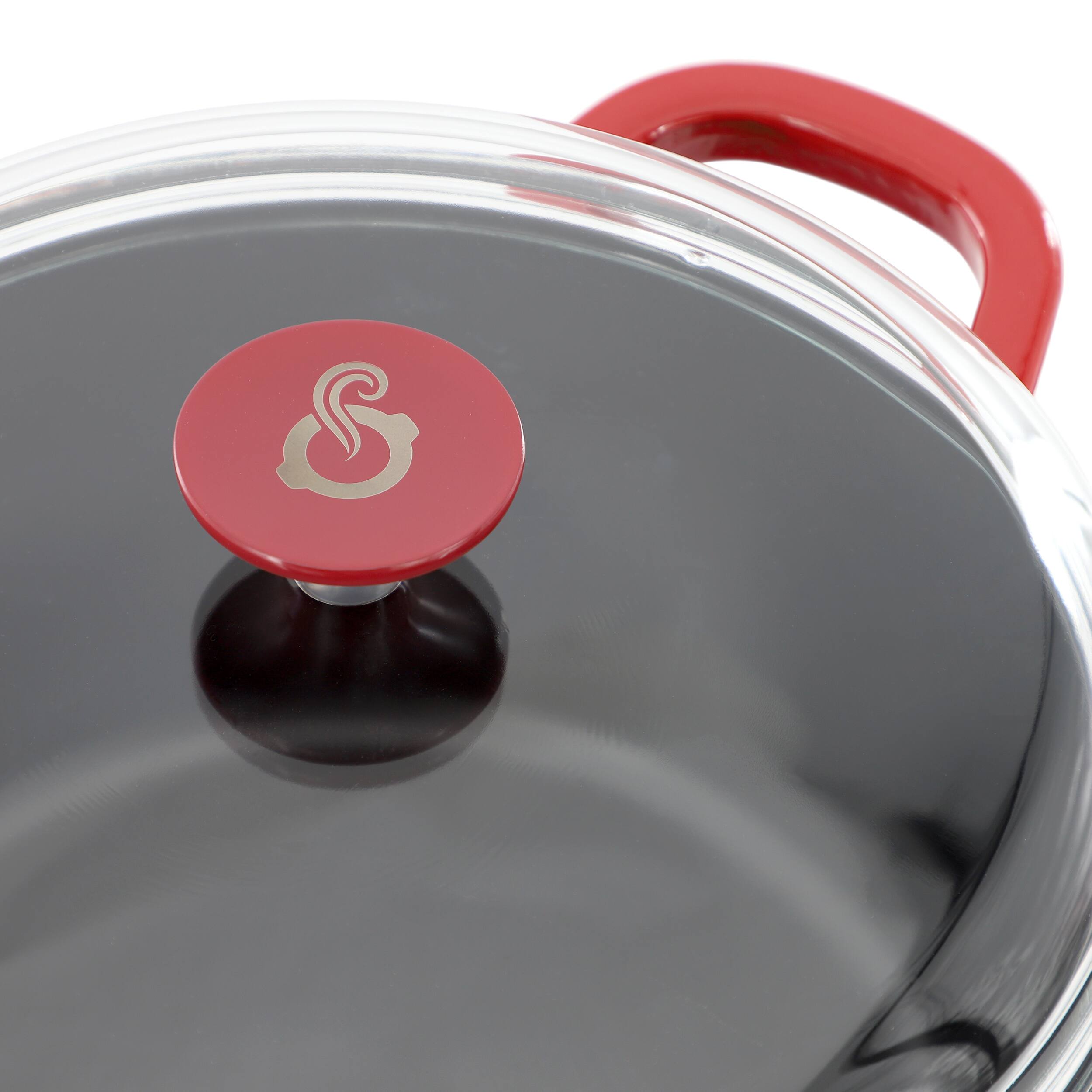 Alt View 3. Crockpot - Crock Pot Artisan 7 Quart Enameled Cast Iron Dutch Oven in Red with Borosilcate Lid - Red.