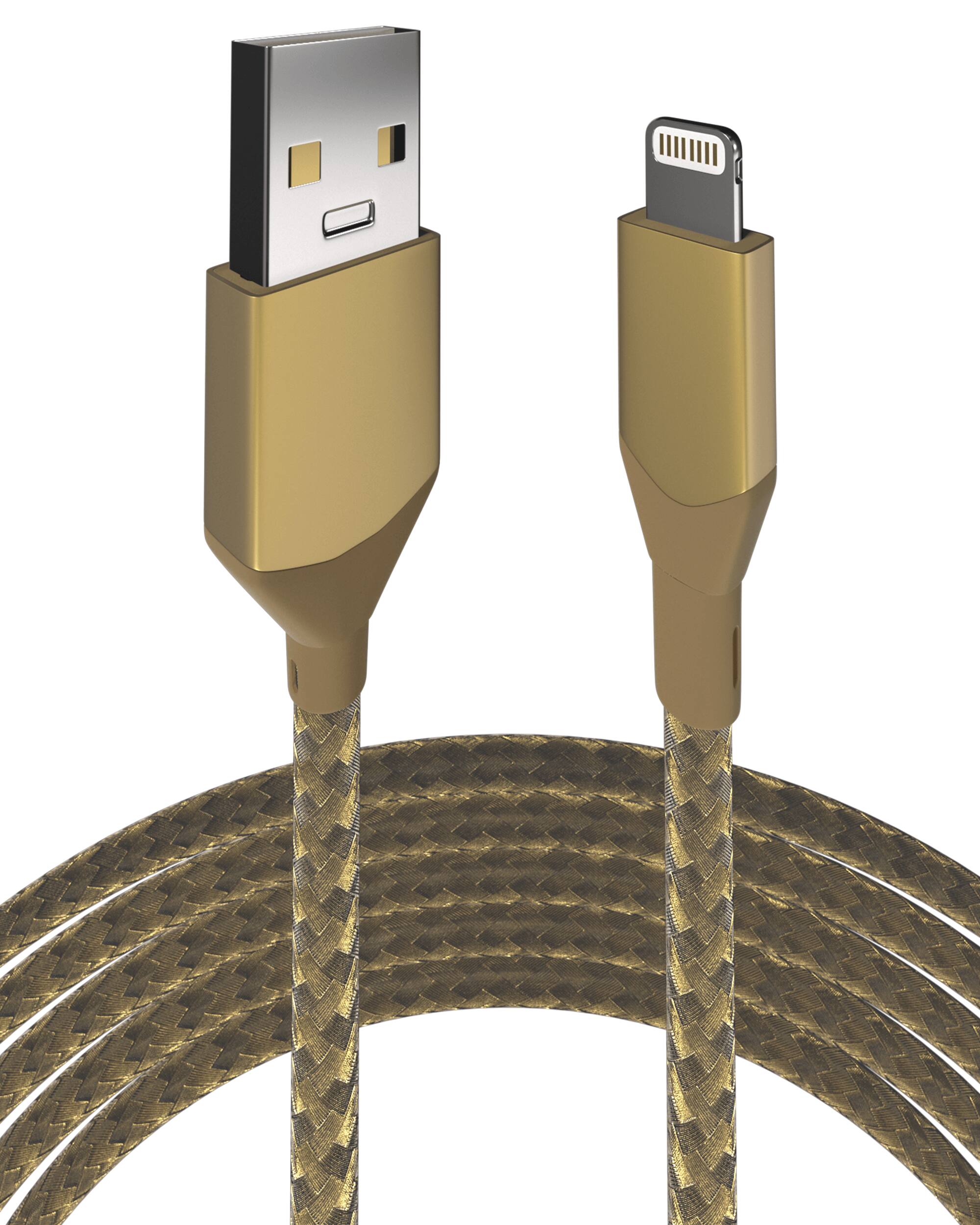 Alt View 2. Ampsentrix - 3 ft Non-MFI USB Type A To Lightning Cable (Infinity) - Gold - Gold.