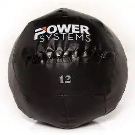 Power Systems - 14" Wall Ball (12 lb), Durable Weighted Exercise Ball with Vinyl Shell - Black