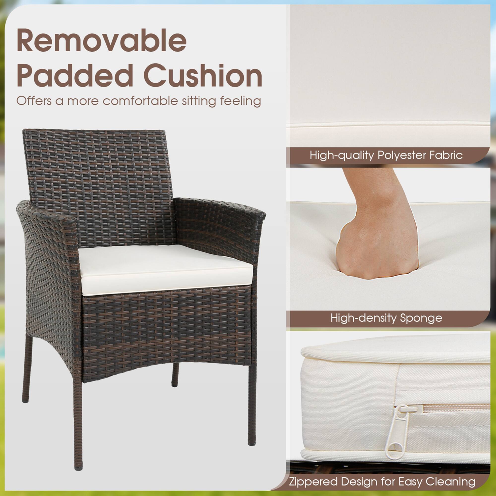 Removable Padded Cushion  
Offers a more comfortable sitting feeling  

High-quality Polyester Fabric  

High-density Sponge  

Zippered Design for Easy Cleaning