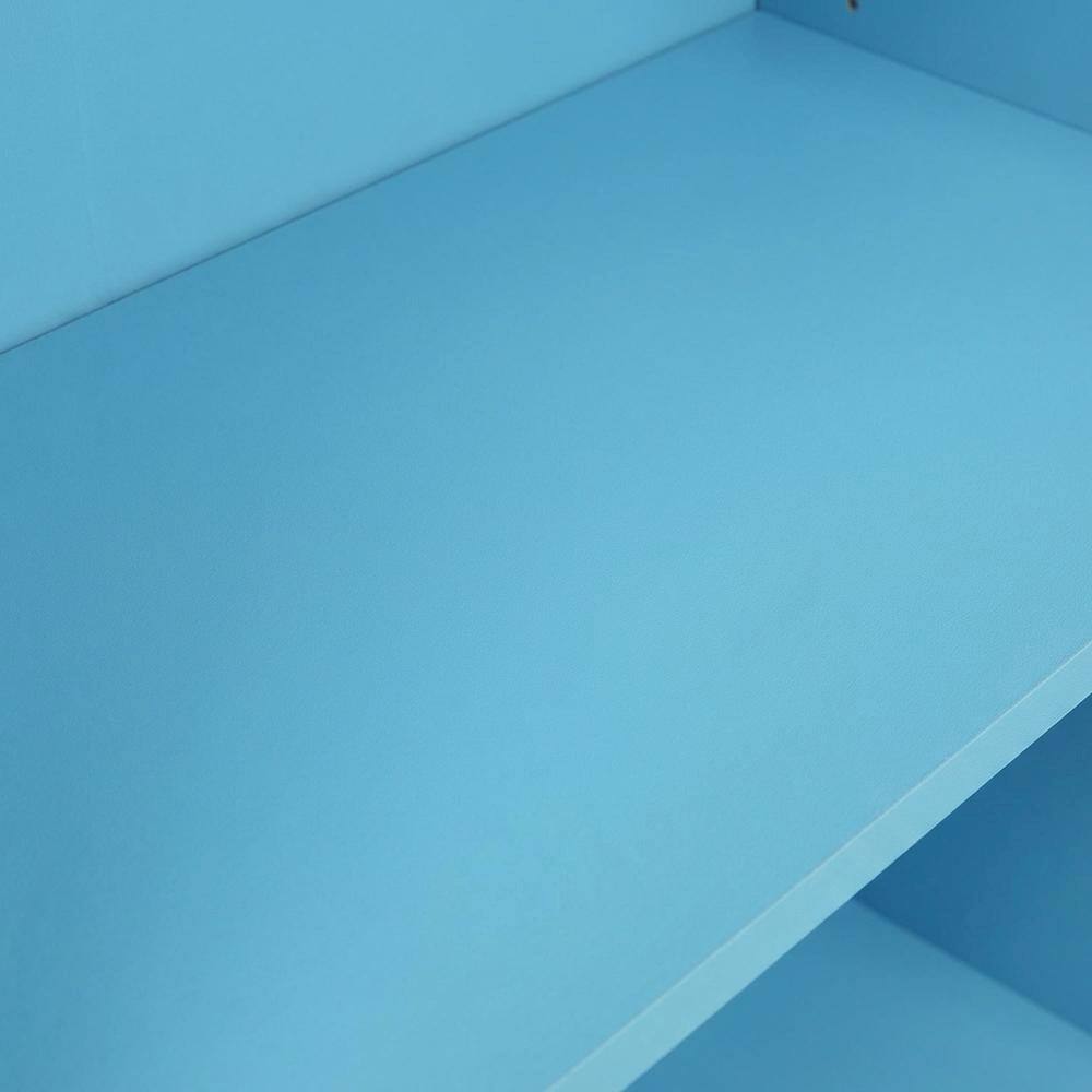 Alt View 1. FurniFact - Light Blue 3-Tier Adjustable Shelf Bookcase with Wooden Construction - Light Blue.