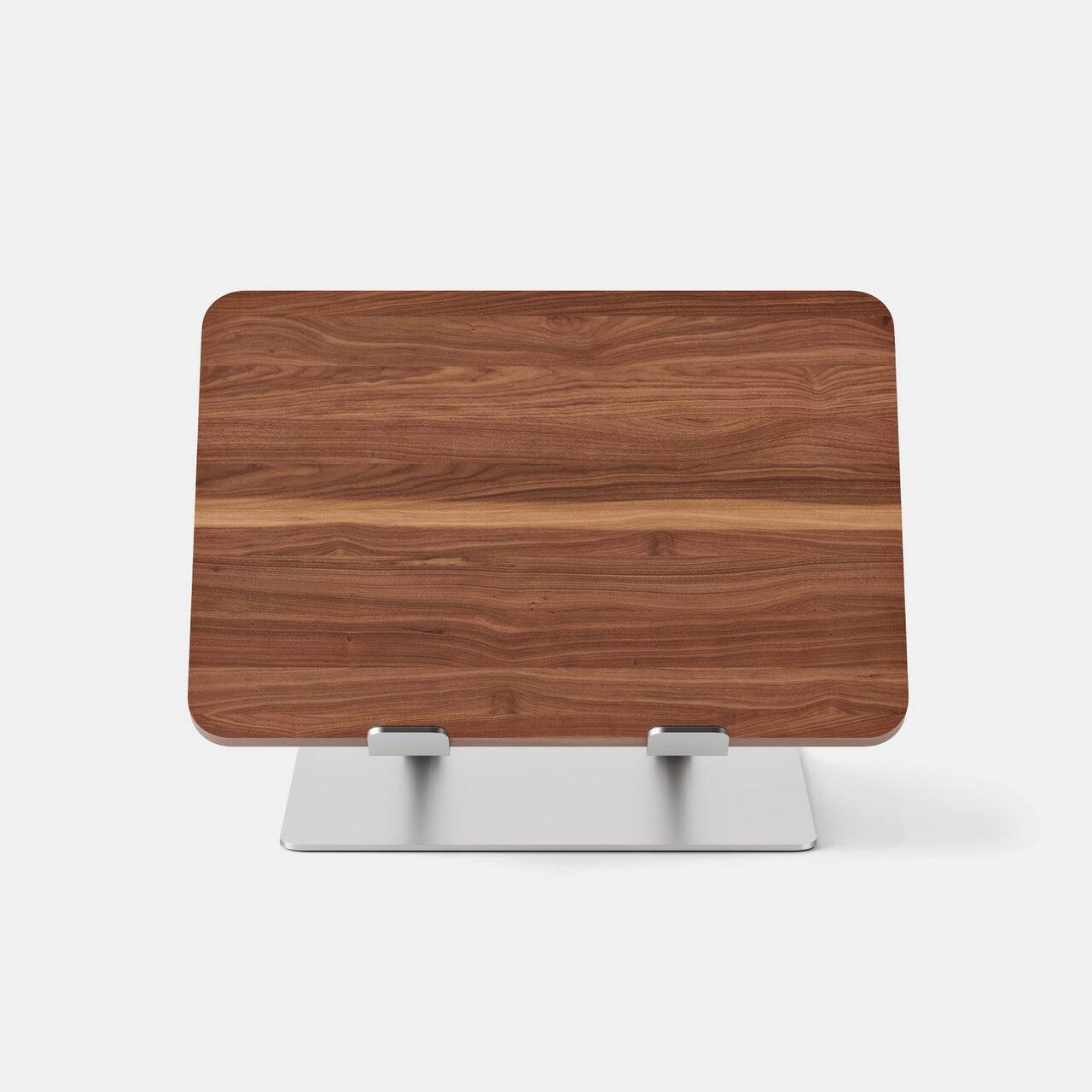 Left. Branch Furniture - Adjustable Laptop Stand – Sleek, Ergonomic Design for Perfect Viewing Angle & Comfort - Walnut.
