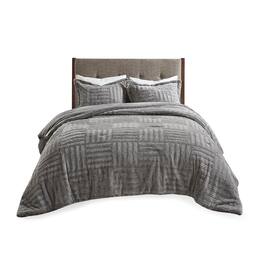 Gracie Mills - Shearah Plush Faux Fur Down Alternative Comforter Set - Gray
