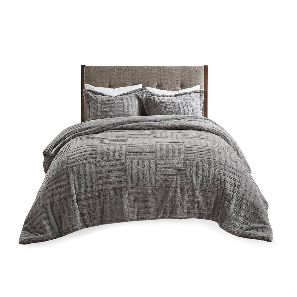 Front. Gracie Mills - Gracie Mills Shearah Plush Faux Fur Down Alternative Comforter Set - Grey.