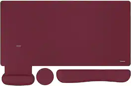 mosiso - Keyboard Wrist Rest Large Gaming Mouse Pad, 4 in 1 Memory Foam Desk Mat Ergonomic Rest Wrist for Home Office Game - Wine Red