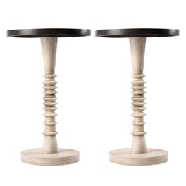 COZAYH - Pedestal Tray Top End Table for Drinks, Lamps or Plants, Black, Set of 2 - Black & White