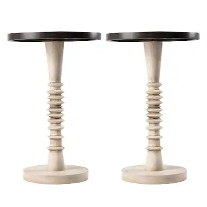 Front. COZAYH - COZAYH Pedestal Tray Top End Table for Drinks, Lamps or Plants, Black, Set of 2 - Black & White.