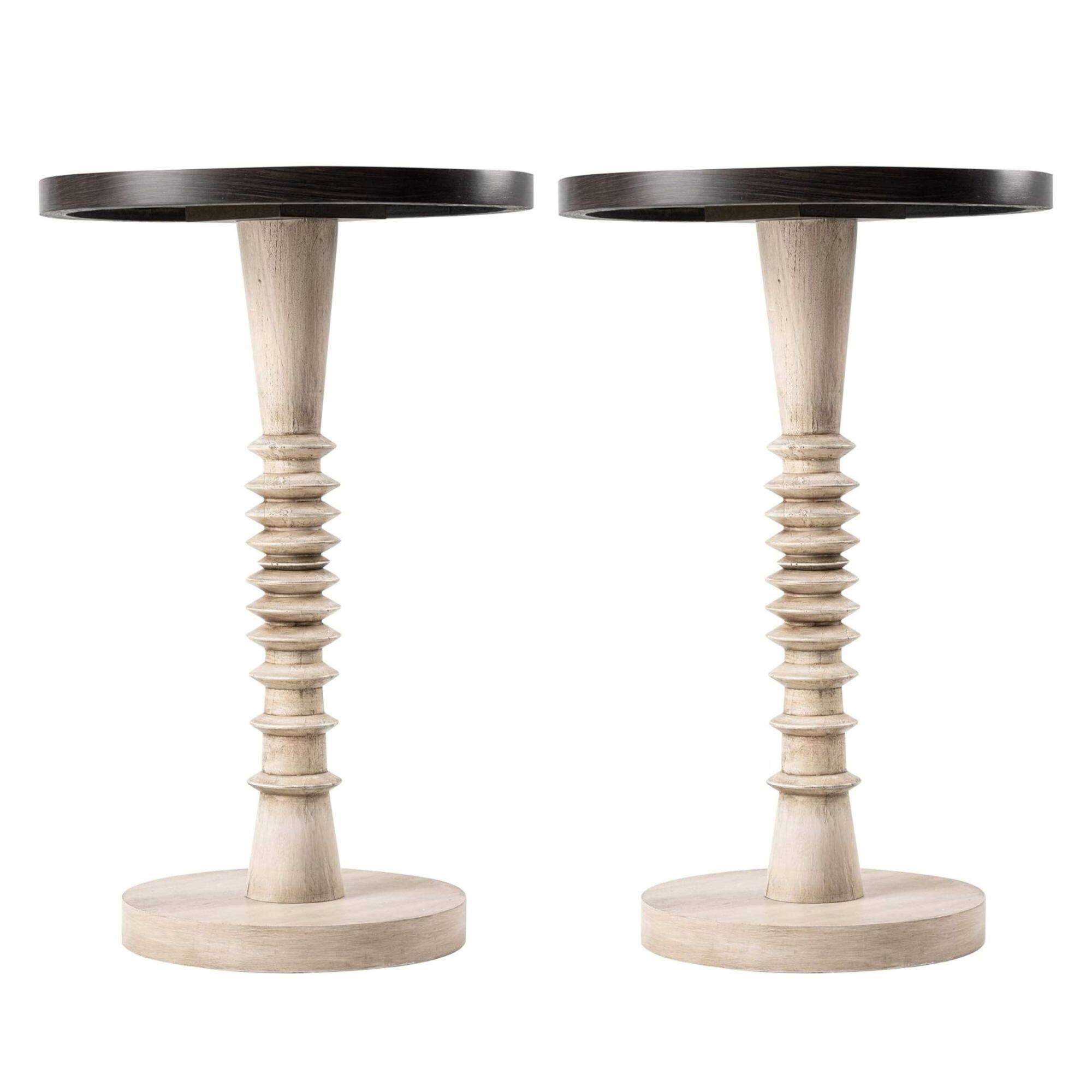Front. COZAYH - COZAYH Pedestal Tray Top End Table for Drinks, Lamps or Plants, Black, Set of 2 - Black & White.