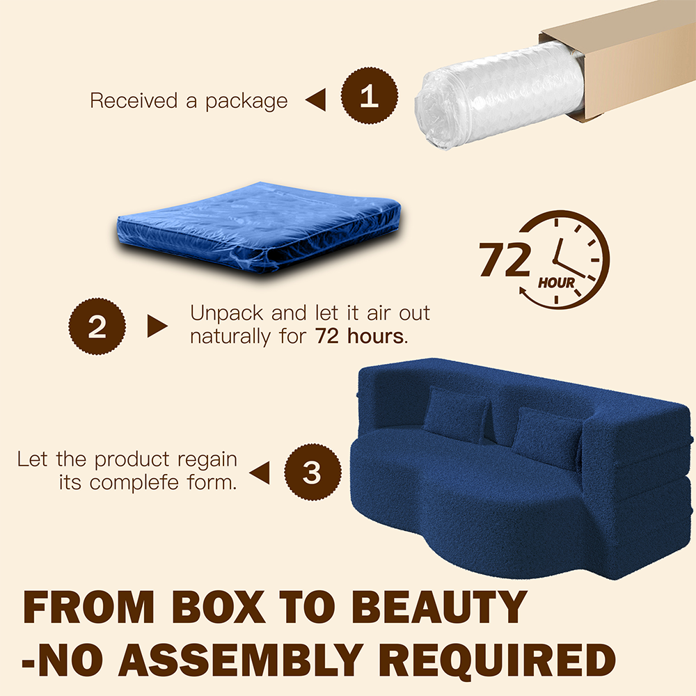 1. Received a package

2. Unpack and let it air out naturally for 72 hours.

3. Let the product regain its complete form.

FROM BOX TO BEAUTY - NO ASSEMBLY REQUIRED