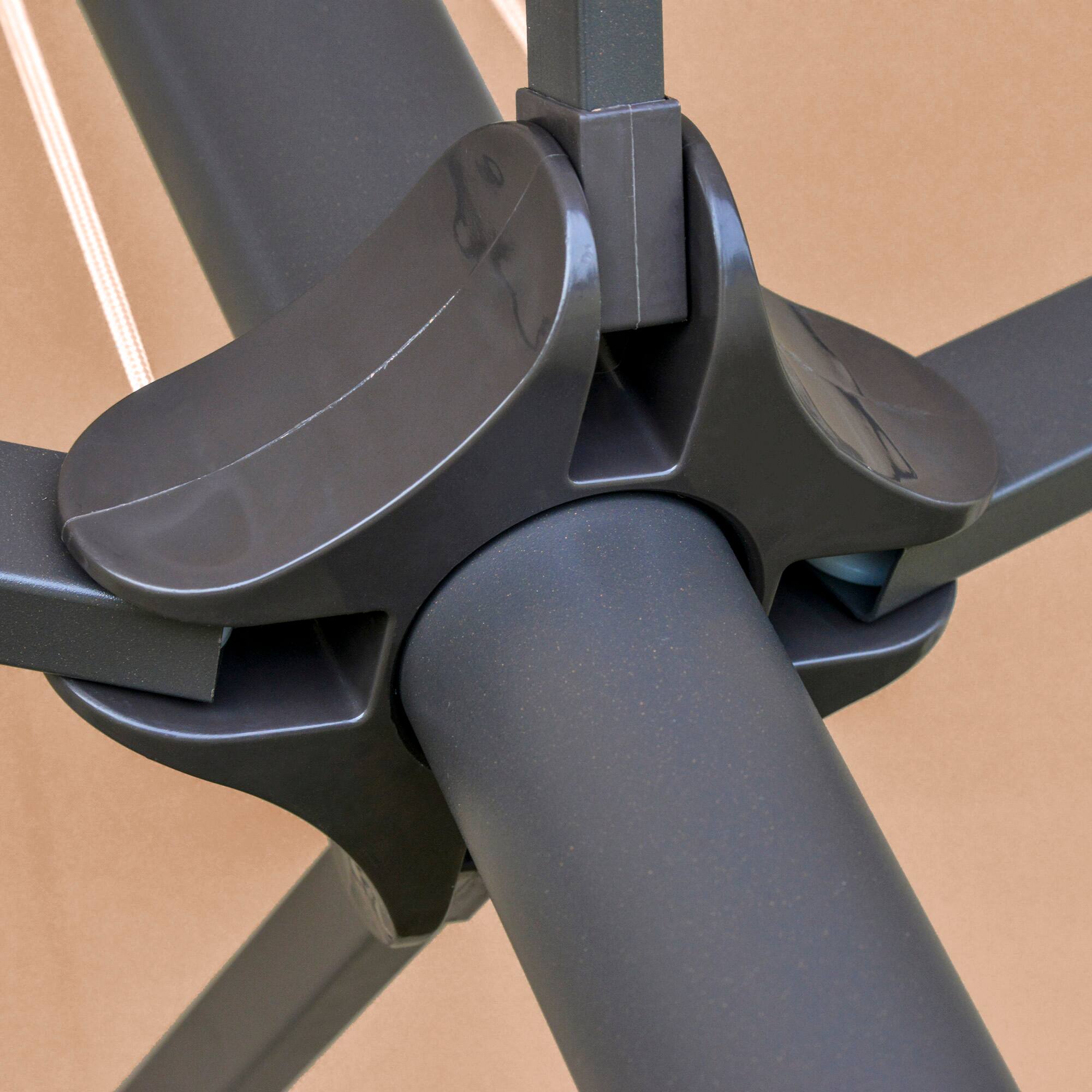 Alt View 5. Outsunny - Large Patio Umbrella with Base Included, 15' Steel Rectangular Double Sided Outdoor Umbrella - Coffee.