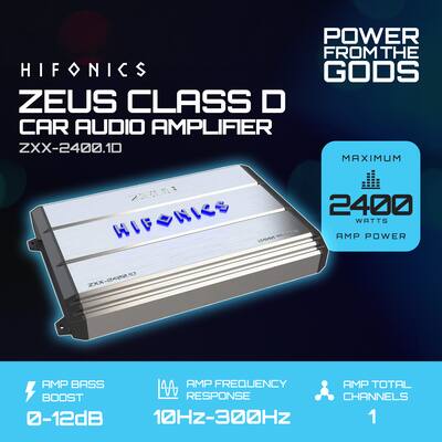 Hifonics Zeus 2400W Max Class D Monoblock Car Audio Amp & Bass Hifonics Zeus 2400W Max Class D Monoblock Car Audio Amp & Bass