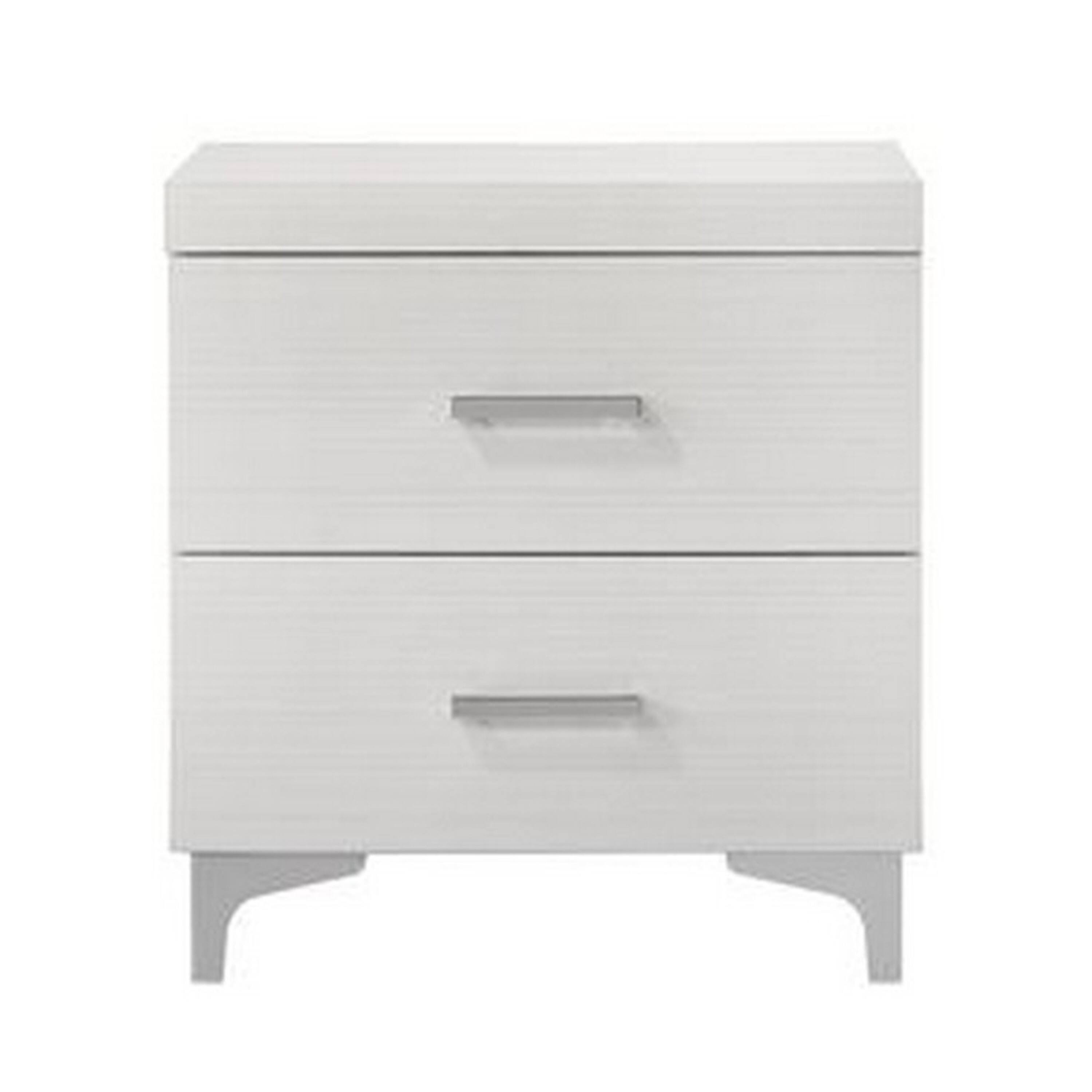 Alt View 4. Manhattan Lane - Queen Size Bedroom Set, White Finish, Storage Bed with Drawers, 2-Piece Set with Bed and Nightstand - White.