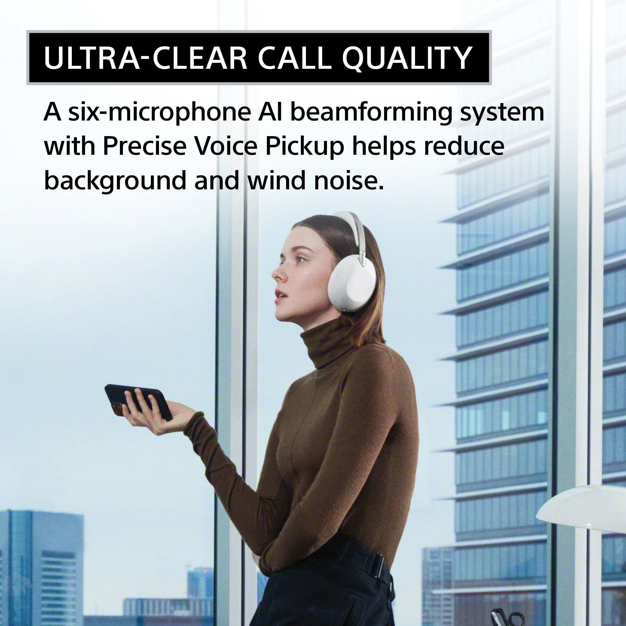 ULTRA-CLEAR CALL QUALITY

A six-microphone AI beamforming system with Precise Voice Pickup helps reduce background and wind noise.