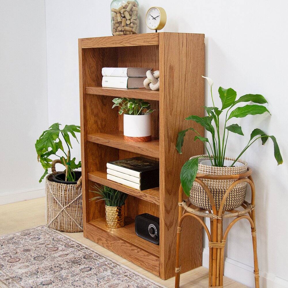 Alt View 2. Concepts in Wood - Single Wide Bookcase 4 Shelves Dry Oak Finish - Brown.