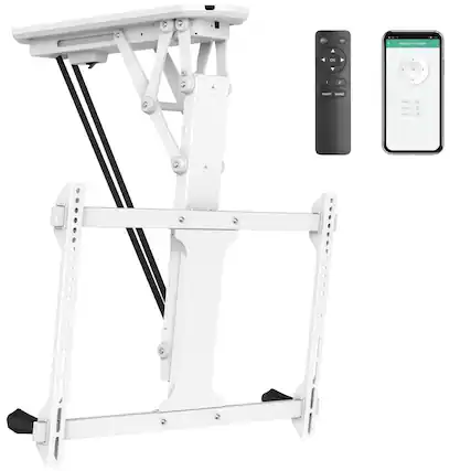Front. Mount-It! - Motorized Ceiling TV Mount with Remote & App for 32” – 70” TVs, White - White.