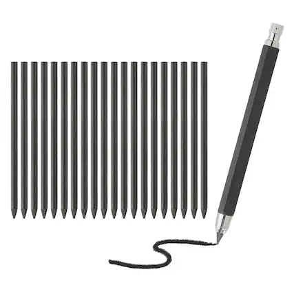 Front. Unique Bargains - Mech Pencil 5.6mm, Lead Holder Large w/ 20pcs 2B Lead for Drawing, Sketching, Woodworking - Black.
