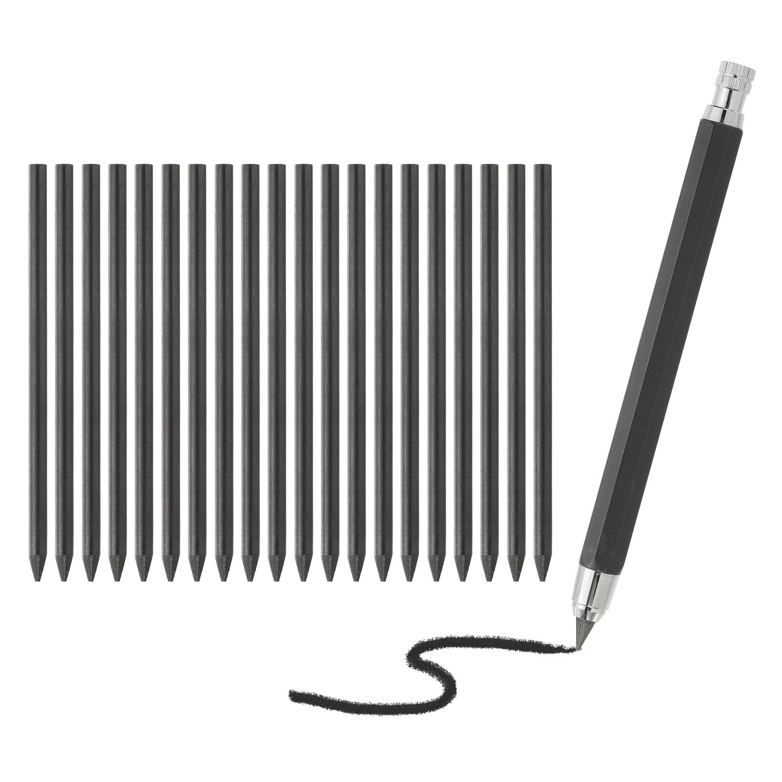 Front. Unique Bargains - Mech Pencil 5.6mm, Lead Holder Large w/ 20pcs 2B Lead for Drawing, Sketching, Woodworking - Black.