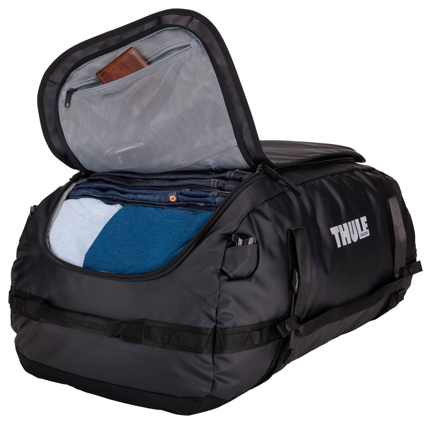 Angle. Thule - Chasm Duffel Bag – Extra-Large 90L Rugged Adventure Travel Gear - Black.
