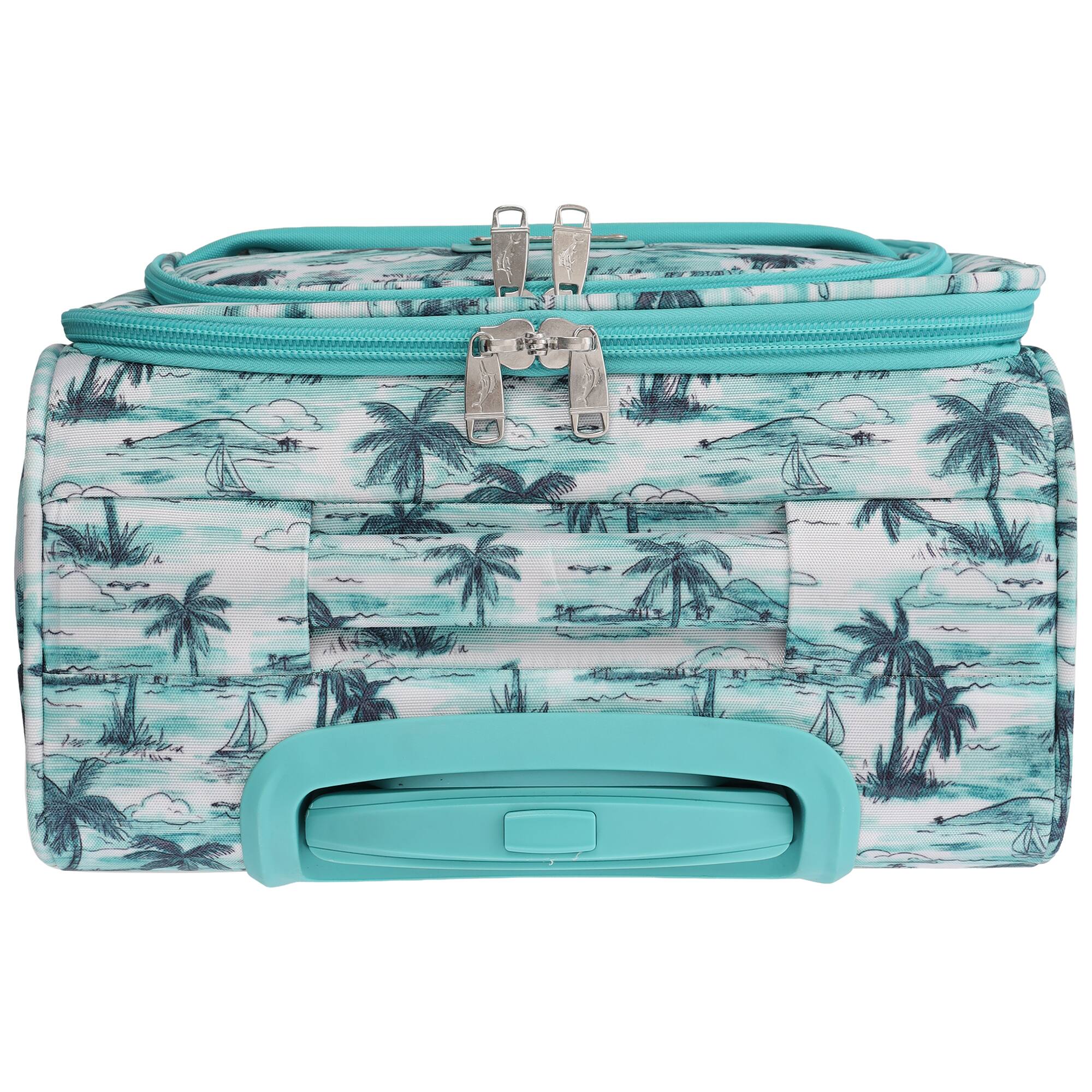 Alt View 3. Tommy Bahama - Palm Print 26" Expandable Softside Spinner - Aqua.
