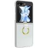 Front. SaharaCase - Hybrid-Flex Hard Shell with Ring Case for Samsung Galaxy Z Flip5 - Clear.