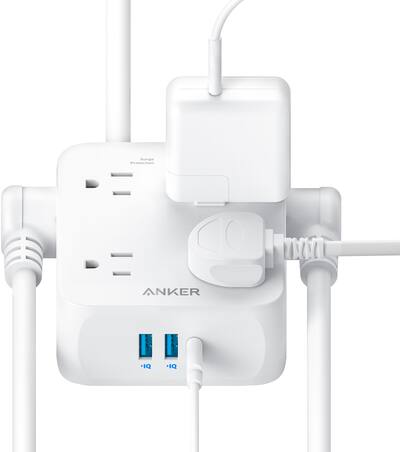 Anker 321 Power Strip With 20W USB C Charging, 3 Outlets & 5ft Cord – Black