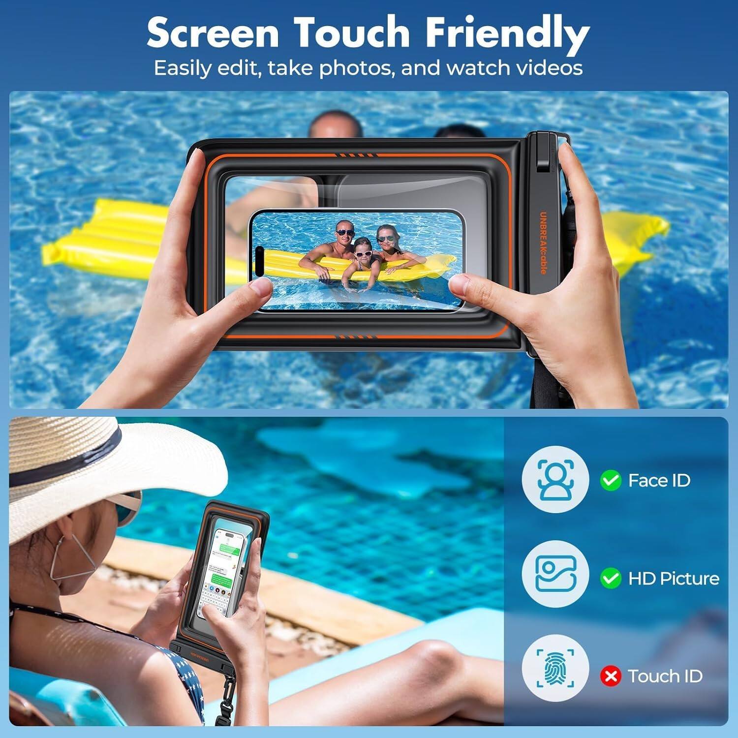 Screen Touch Friendly  
Easily edit, take photos, and watch videos

UNBREAKable

Face ID

HD Picture

Touch ID