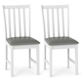 Gymax - Wooden Dining Chair Set of 2 w/Rubber Wood Frame & Padded Seat & Curved Back - White