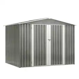 Lirago - 8x6 FT Outdoor Storage Shed All-Weather Metal Shed with Lockable Doors - Gray