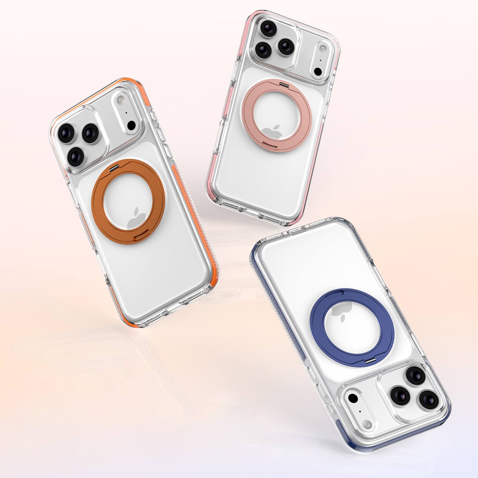 Alt View 3. Dteck - Mag Safe Crystal Clear Case for Apple iPhone 17 Pro Max,Shockproof Heavy Duty Cover with Foldable Metal Stand - White.