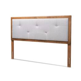Baxton Studio - Abner Modern and Contemporary Transitional Fabric Upholstered and Finished Wood Queen Size Headboard - Light Grey/Walnut Brown