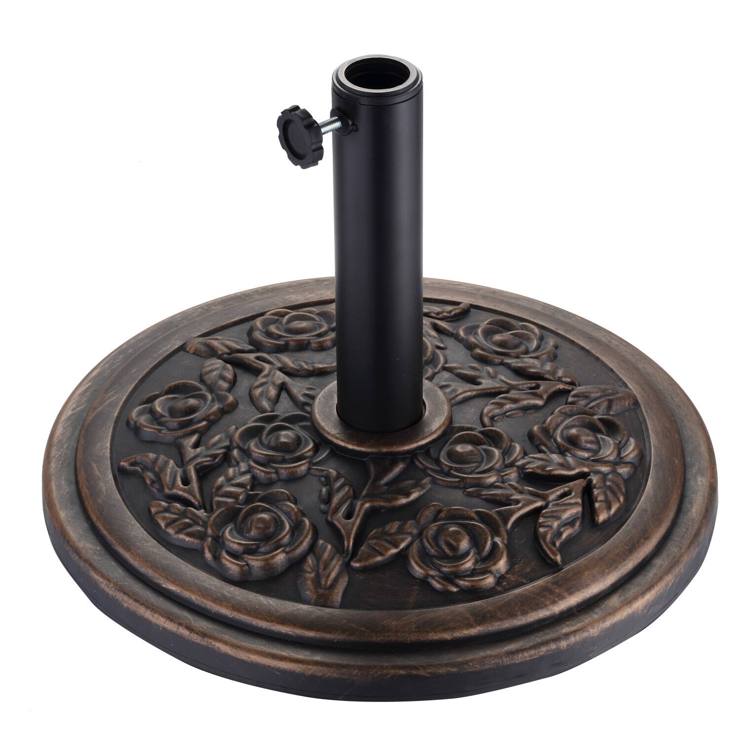 Front. Ainfox - Ainfox Heavy Duty Umbrella Base Round Patio Umbrellas-Stand for Outdoor, Lawn and Garden, Bronze - bronze.