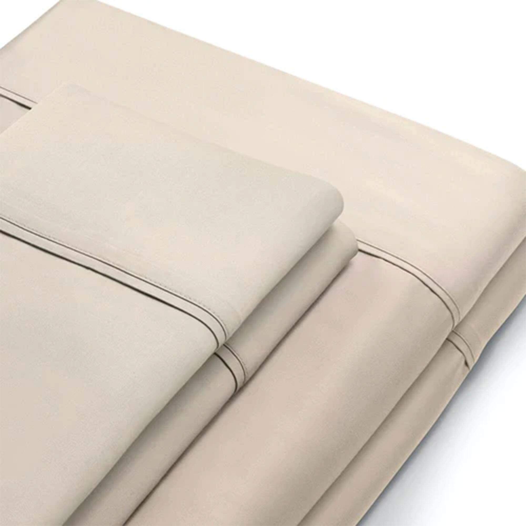 Alt View 4. Sleepgram - Sleepgram Viscose from Bamboo Cal King Bed Sheet Set with 2 Pillowcases, Sand - Sand.