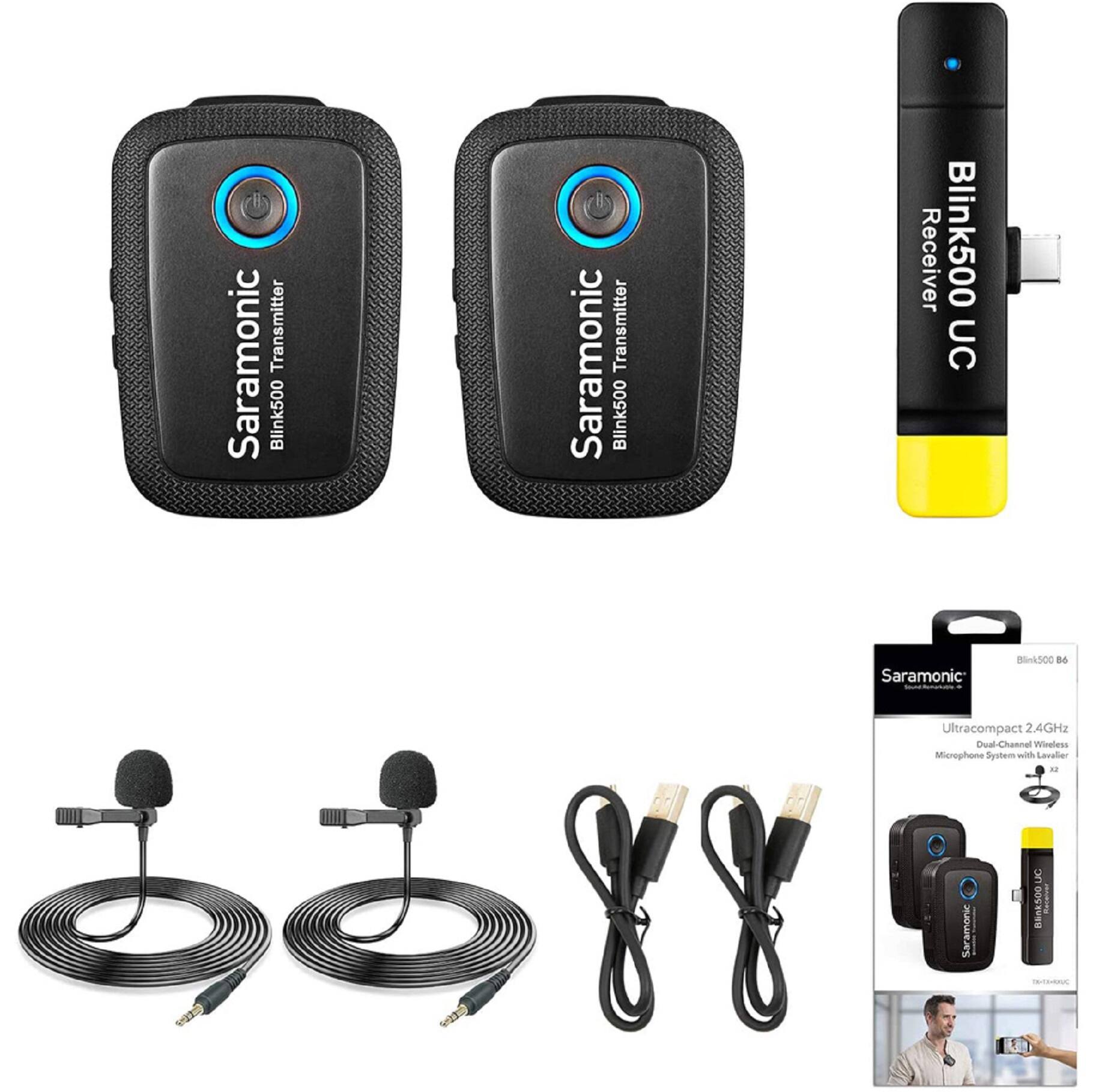 Front. Saramonic - 2.4 GHz 2-Person Wireless Clip-On Mic Sys w/ Lavs & USB-C Receiver for Smartphones & Tablets (Blink 500 B5) - Black.