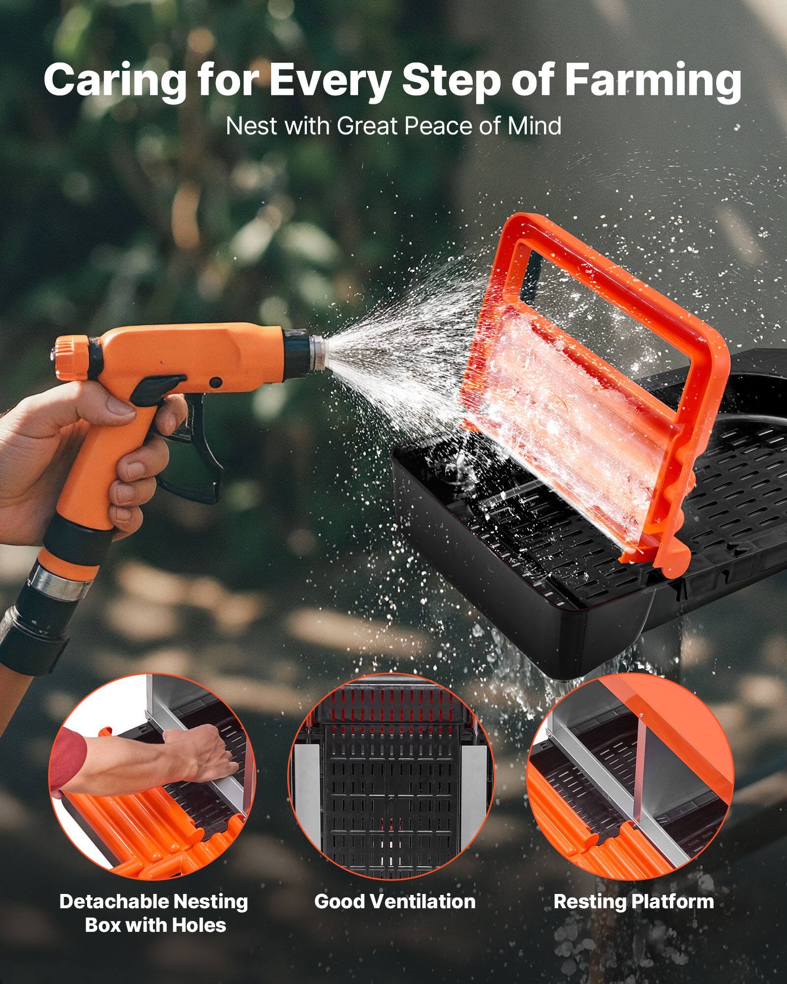 Caring for Every Step of Farming  
Nest with Great Peace of Mind  

- Detachable Nesting Box with Holes  
- Good Ventilation  
- Resting Platform