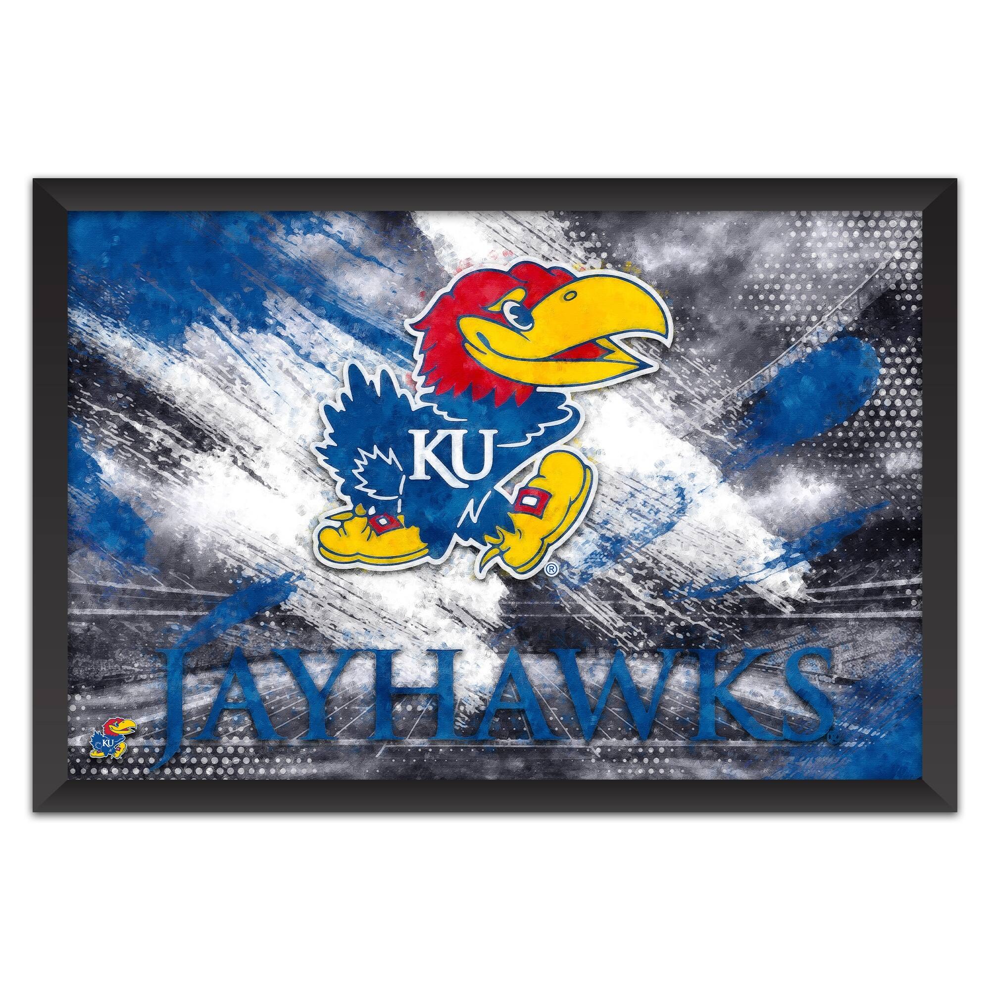 Kansas Jayhawks 27" x 39" Brush Stroke Logo Framed Art Print