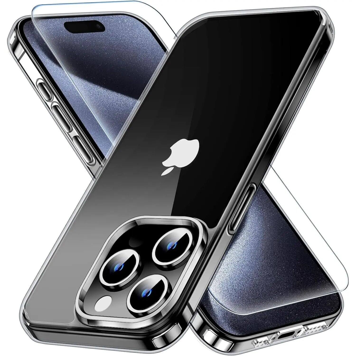 Front. Entronix - Entronix Bundle for iPhone 15 Pro Max - [Hard Back] Clear Case & 1 Screen Protector - Clear.