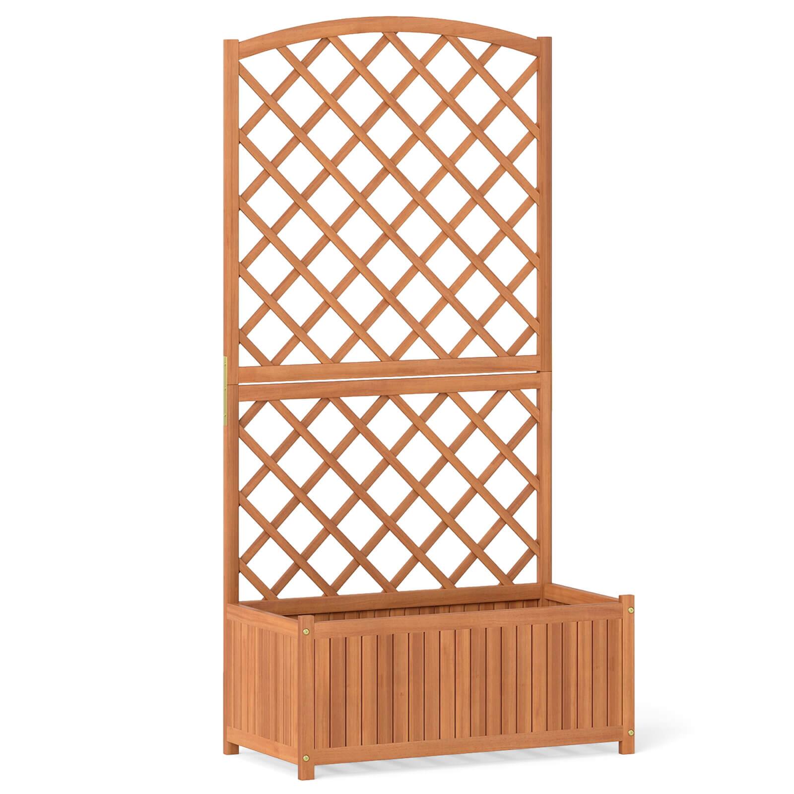 Alt View 8. Costway - Costway 1 PCS 63" Wood Planter Container with Diamond Trellis, Planter Box, Slat Base for Plants - Natural.