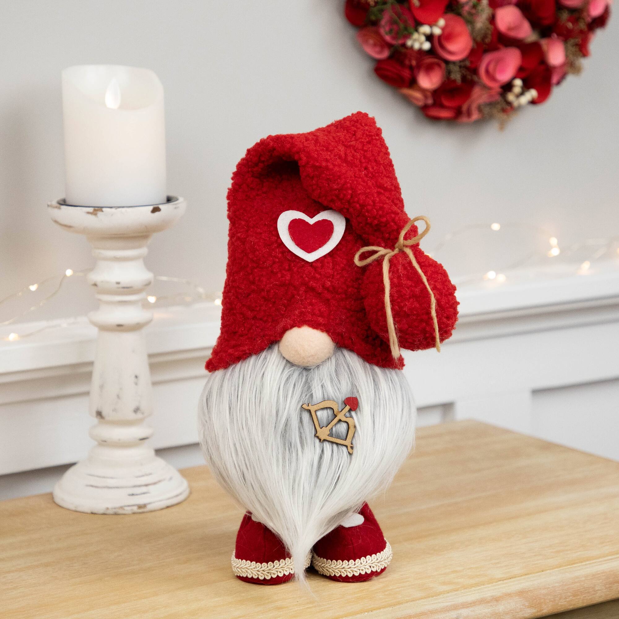 Alt View 1. Northlight - Valentine's Day Gnome Figurine with Bow and Arrow - 19.5" - Red - Red.